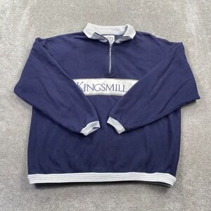 VTG SDI Kingsmill Retro Series Pullover Sweatshirt Navy Blue 1/4 Zip Men Size XL